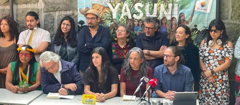 Yasunidos en rueda de prensa Yasunidos en rueda de prensa, el 10 de mayo de 2023