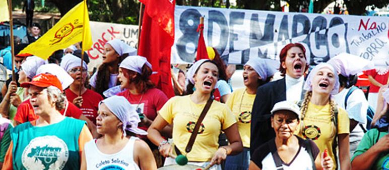 Movilización de mujeres en Brasil un 8 de marzo (Foto: A. Franciosi) Protesta de mujeres del MST