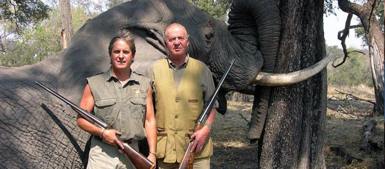 La foto que dio la vuelta al mundo El rey caza elefantes